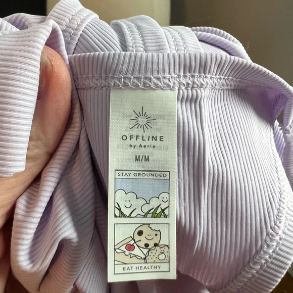 NEW OFFLINE by Aerie Soft Lavender Ribbed Racerback Tank Top Size Medium - Picture 5 of 6